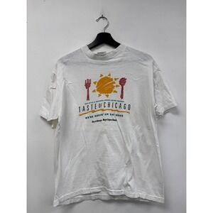 Vintage Taste Of Chicago Shirt Mens Medium White Festival Food Graphic 90s